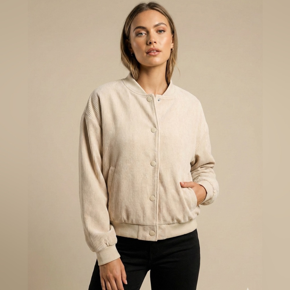 0293 - Pink Rose Light Beige Bomber Jacket